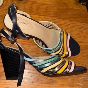Rainbow black block heel comfortable walking chic loft